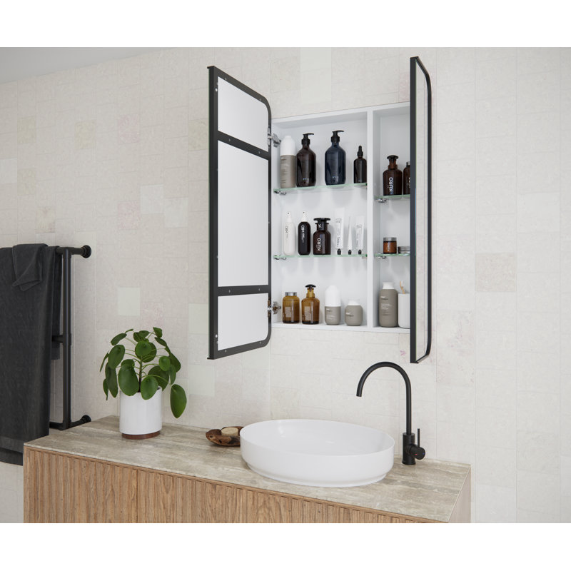 Glass Warehouse Recessed Frameless Dual Door Medicine Cabinet with ...